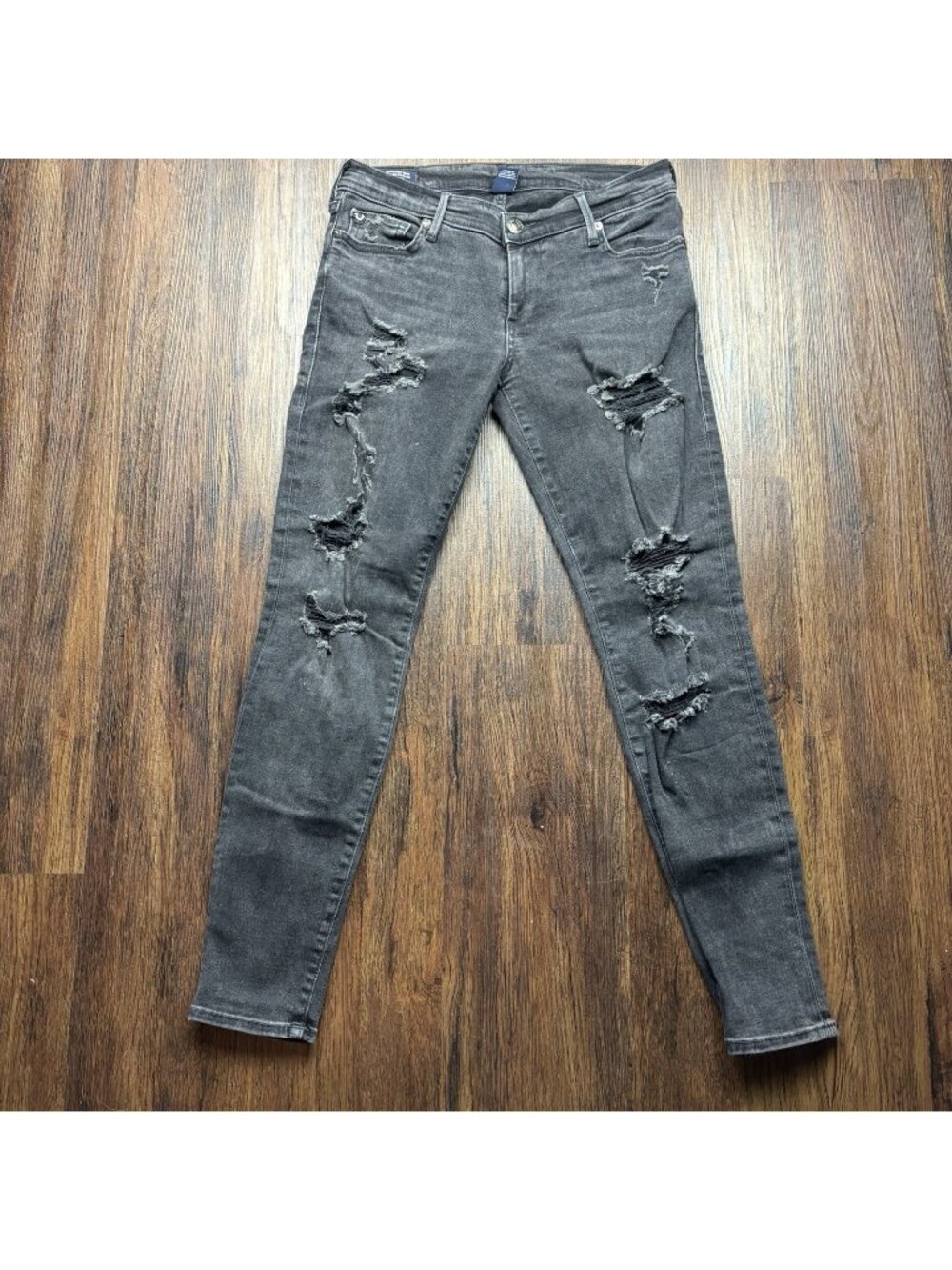 TRUE RELIGION LOW RISE SUPER SKINNY CASEY JEANS BLACK DISTRESSED Size 29